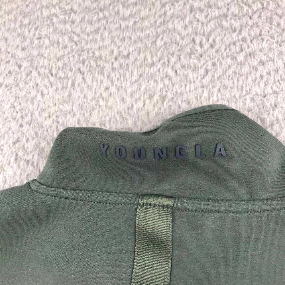 YoungLA Tux Track Jacket Mens M Sage Green Full Zip Mock Neck Activewear #541 - Picture 9 of 13